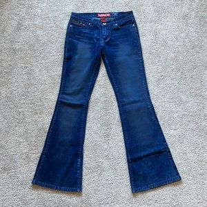 Xanax-di low rise blue velvet flare jeans